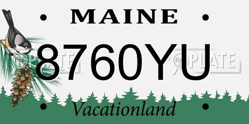 8760YU Maine License Plate
