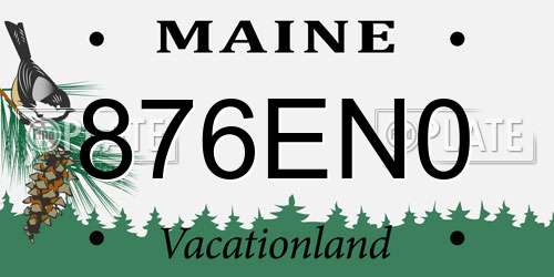 876EN0 Maine License Plate