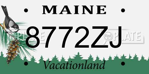 8772ZJ Maine License Plate