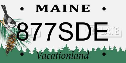 877SDE Maine License Plate