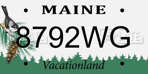 8792WG Maine License Plate