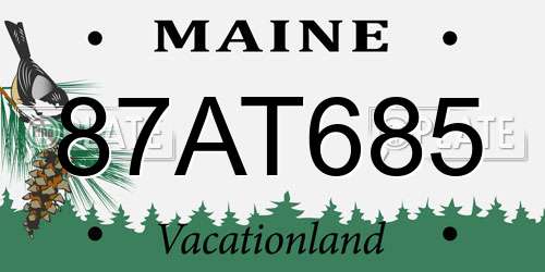 87AT685 Maine License Plate