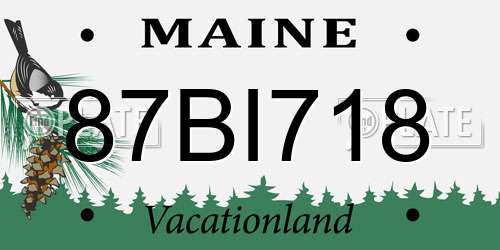 87BI718 Maine License Plate