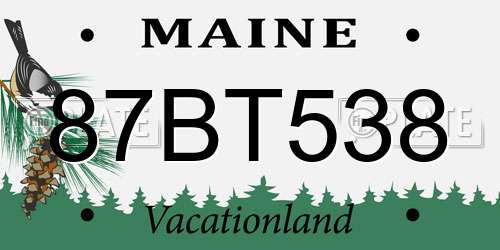 87BT538 Maine License Plate