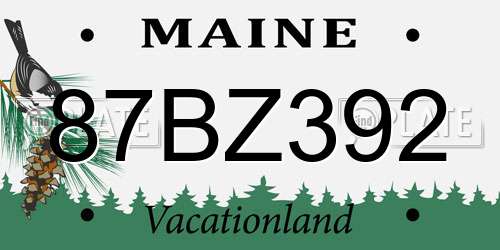 87BZ392 Maine License Plate