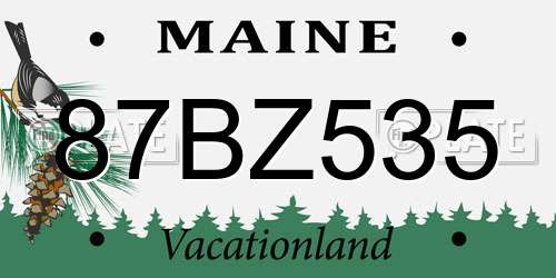 87BZ535 Maine License Plate