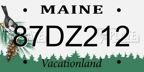 87DZ212 Maine License Plate