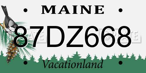 87DZ668 Maine License Plate