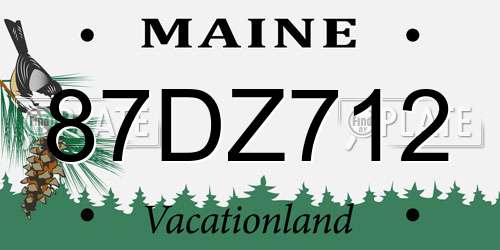 87DZ712 Maine License Plate
