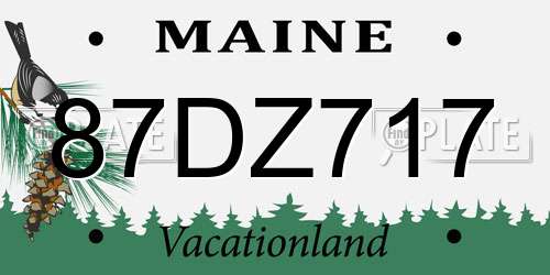 87DZ717 Maine License Plate