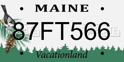 87FT566 Maine License Plate