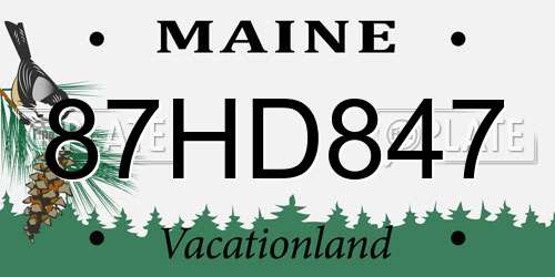 87HD847 Maine License Plate