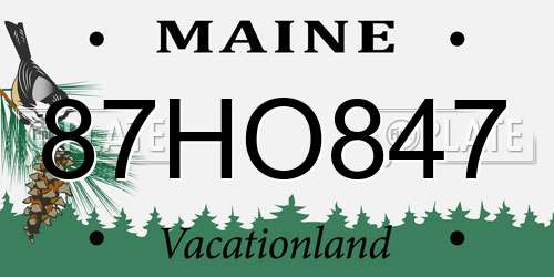 87HO847 Maine License Plate