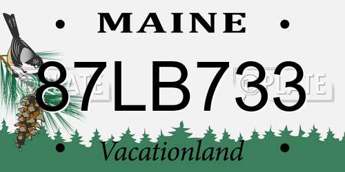 87LB733 Maine License Plate