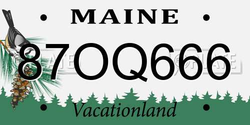 87OQ666 Maine License Plate