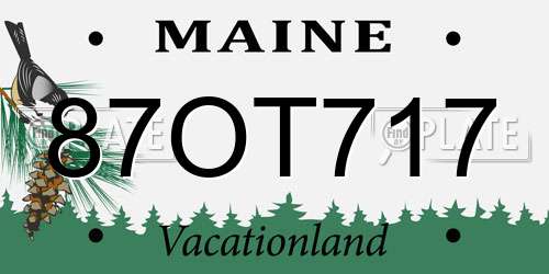 87OT717 Maine License Plate