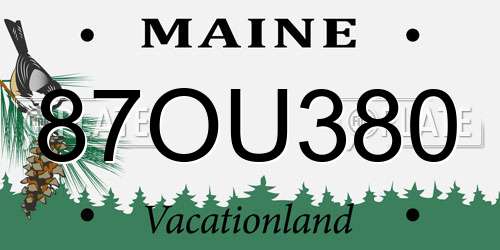 87OU380 Maine License Plate