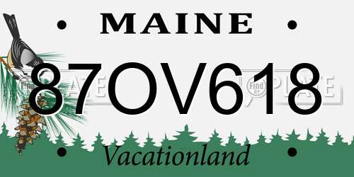 87OV618 Maine License Plate