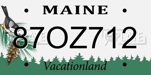 87OZ712 Maine License Plate