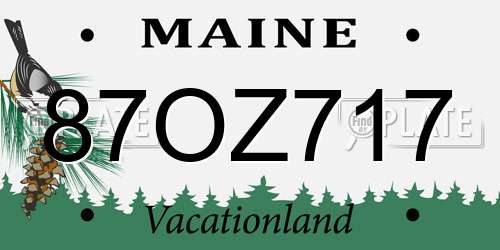 87OZ717 Maine License Plate