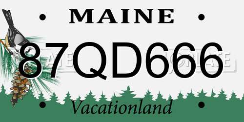 87QD666 Maine License Plate