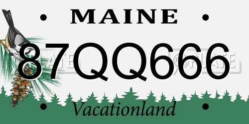 87QQ666 Maine License Plate