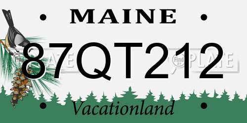 87QT212 Maine License Plate