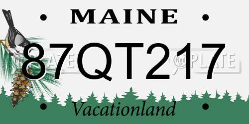 87QT217 Maine License Plate