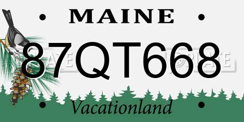 87QT668 Maine License Plate