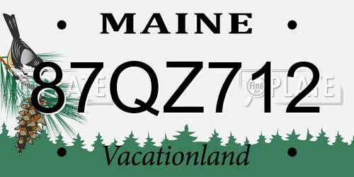 87QZ712 Maine License Plate