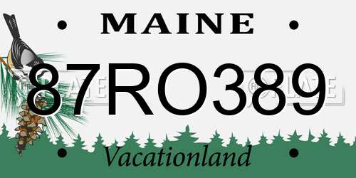 87RO389 Maine License Plate