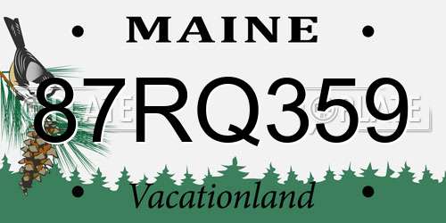 87RQ359 Maine License Plate