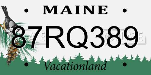 87RQ389 Maine License Plate