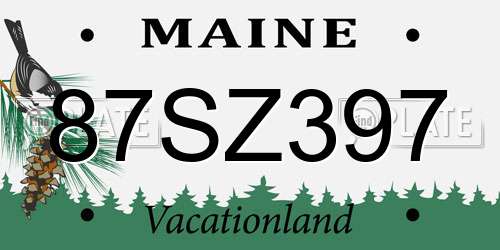 87SZ397 Maine License Plate