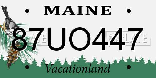 87UO447 Maine License Plate