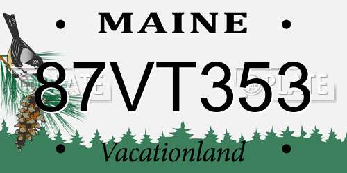 87VT353 Maine License Plate