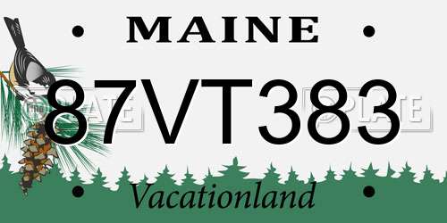 87VT383 Maine License Plate