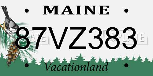 87VZ383 Maine License Plate