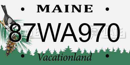 87WA970 Maine License Plate