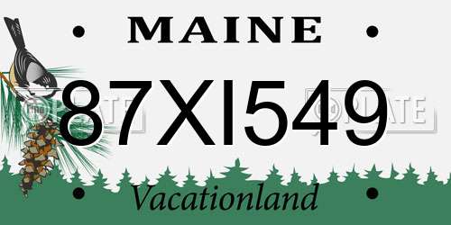 87XI549 Maine License Plate