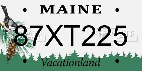 87XT225 Maine License Plate