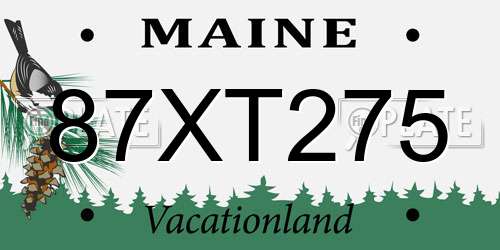 87XT275 Maine License Plate