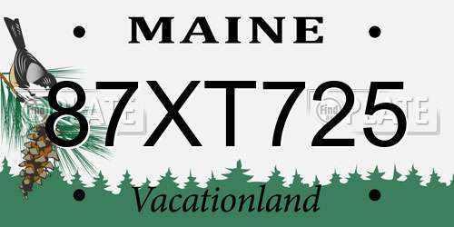 87XT725 Maine License Plate