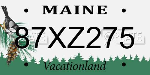 87XZ275 Maine License Plate