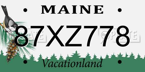 87XZ778 Maine License Plate