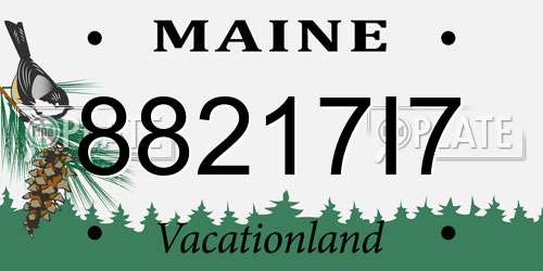 88217I7 Maine License Plate