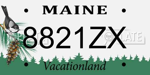 8821ZX Maine License Plate