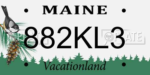 882KL3 Maine License Plate