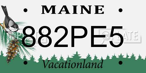 882PE5 Maine License Plate