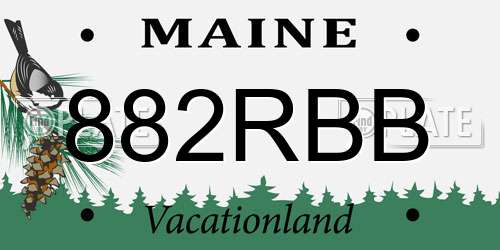 882RBB Maine License Plate